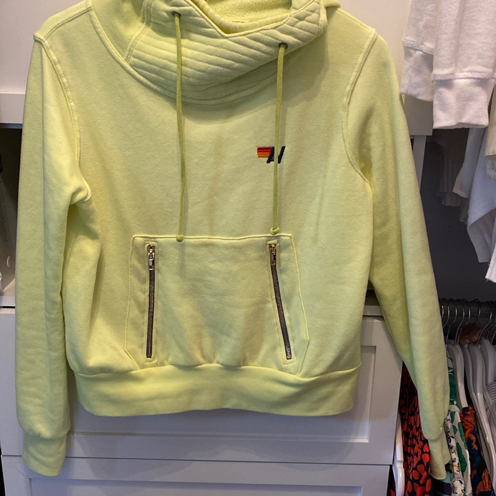 Aviator Nation washed neon yellow ninja hoodie xs